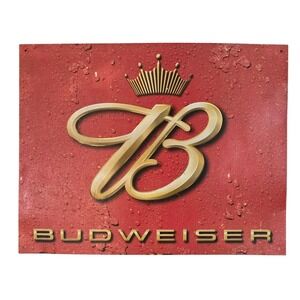 Budweiser Beer Metal Sign‎ Wall Decor 2002 Anheuser Busch Vintage Man Cave Bar